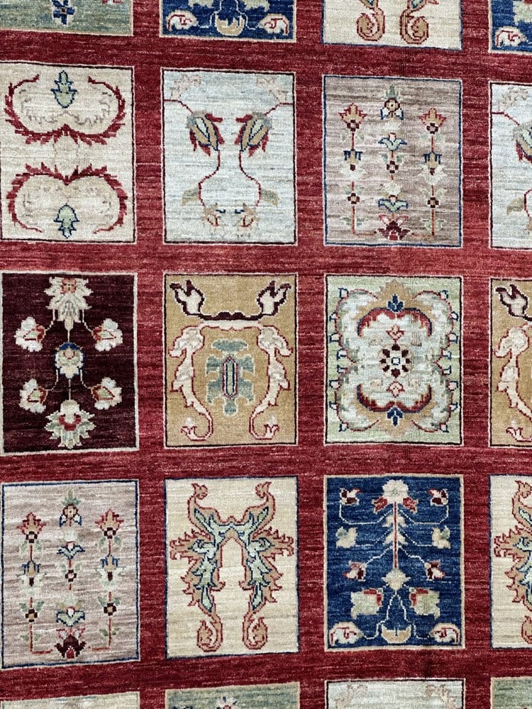 Afghan Chob Rang Garden Design 100% Natural dye Pure wool pile Hand Knotted