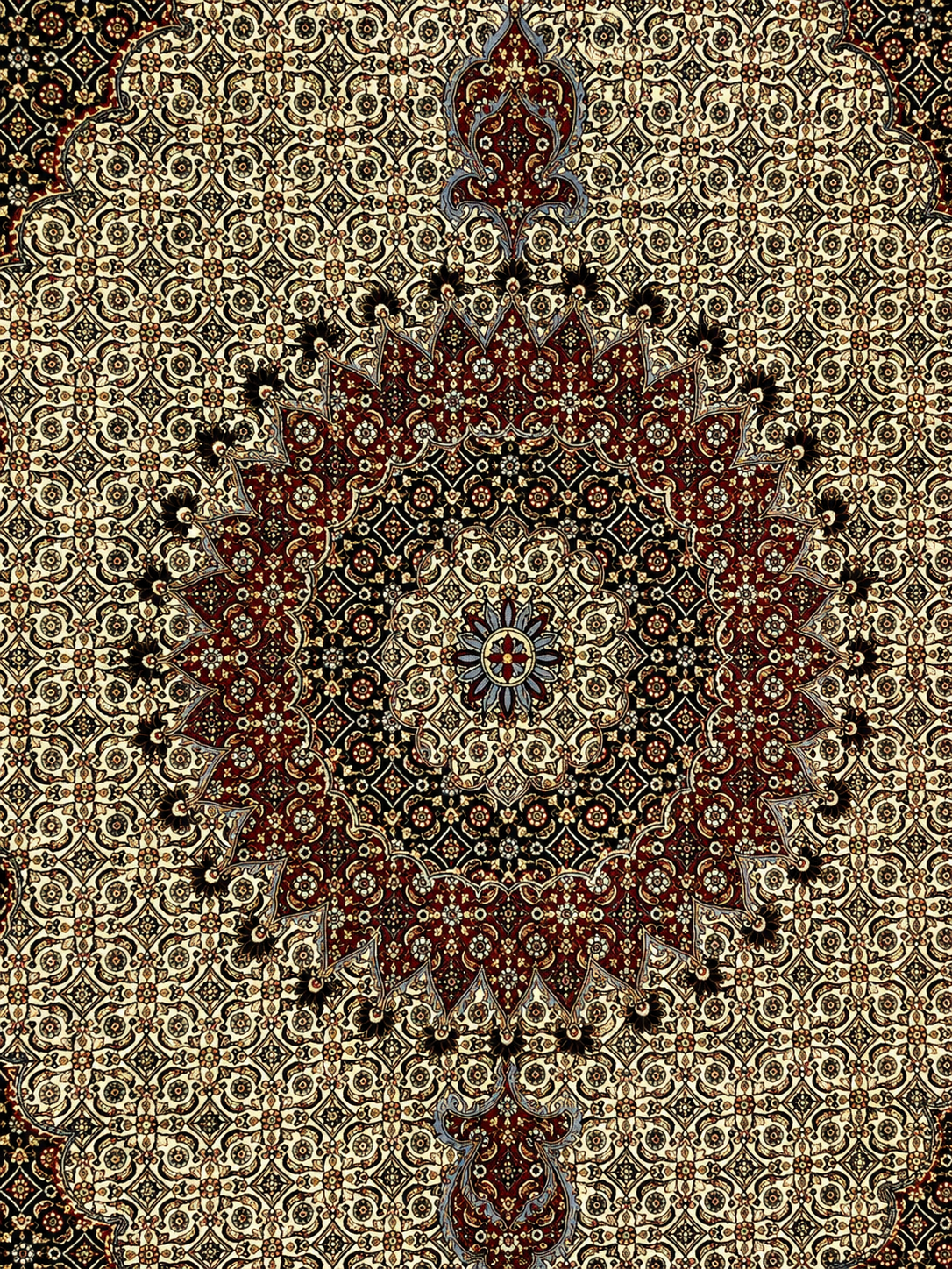 Persian Mud Pure wool pile silk highlights hand knotted 300cm x 200cm