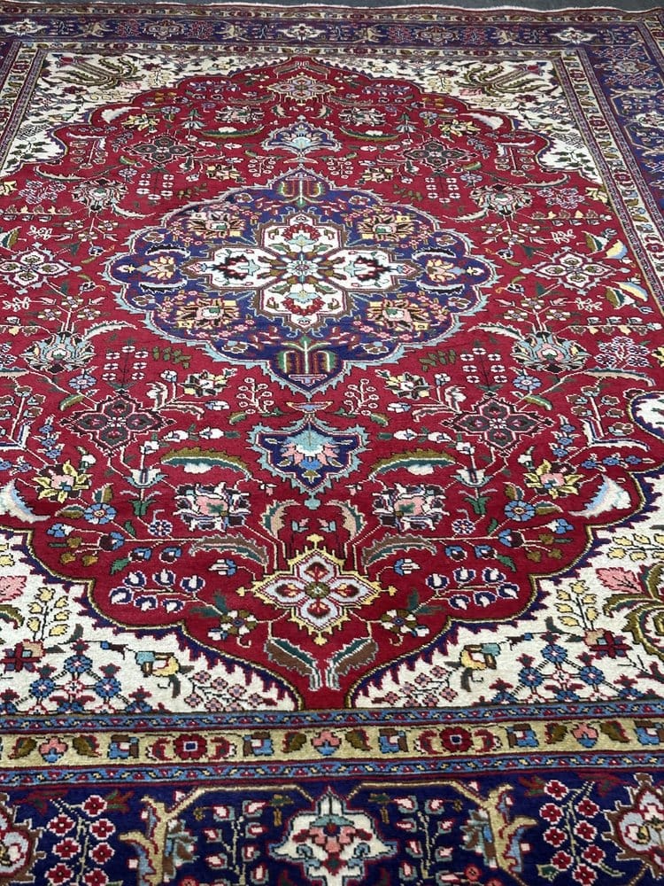 Persian Tabriz Hand Knotted Wool pile rug from Iran