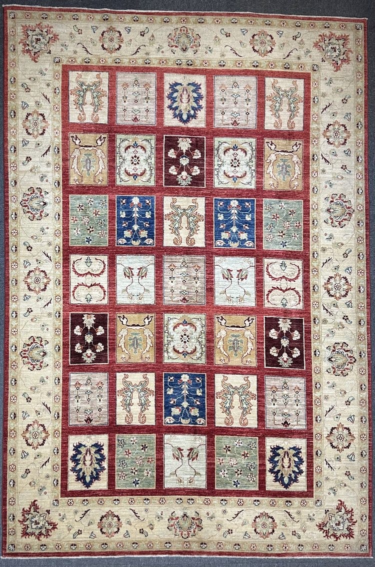 Afghan Chob Rang Garden Design 100% Natural dye Pure wool pile Hand Knotted