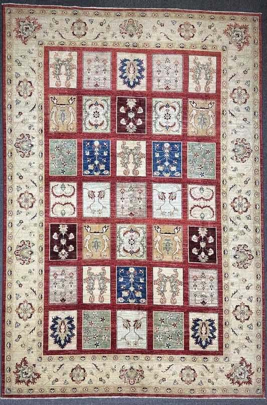 Afghan Chob Rang Garden Design 100% Natural dye Pure wool pile Hand Knotted