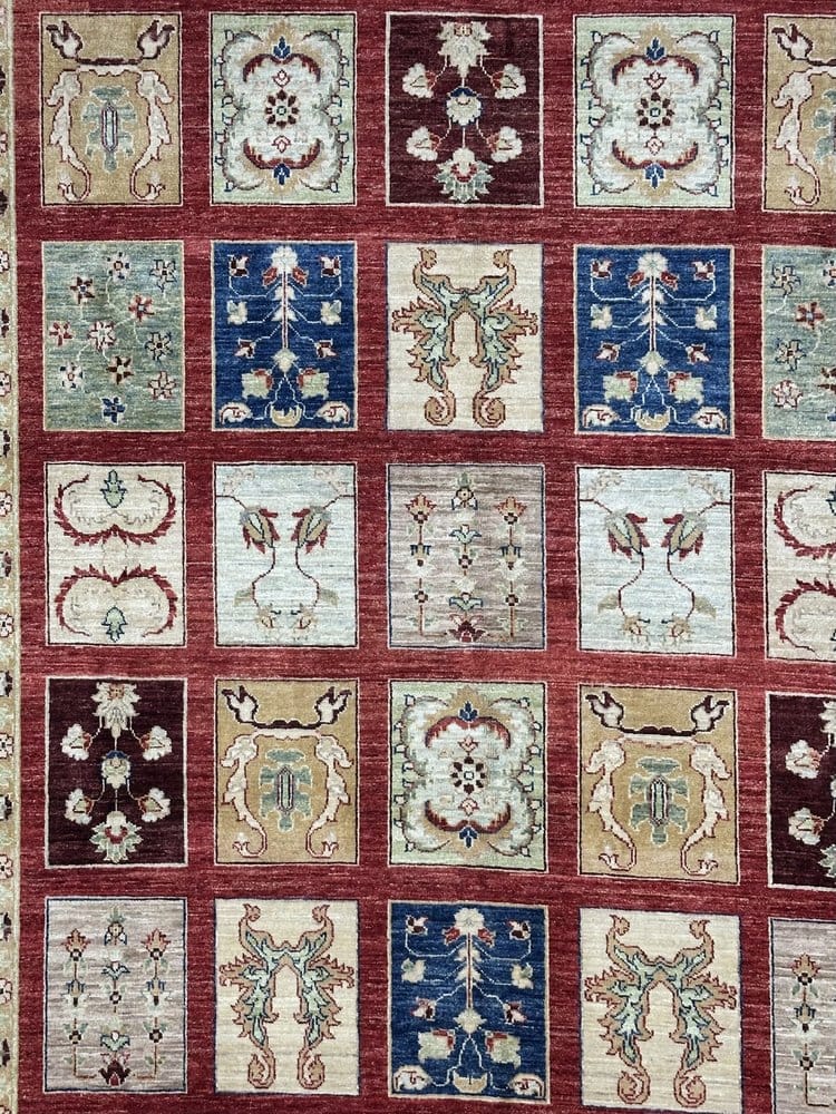 Afghan Chob Rang Garden Design 100% Natural dye Pure wool pile Hand Knotted