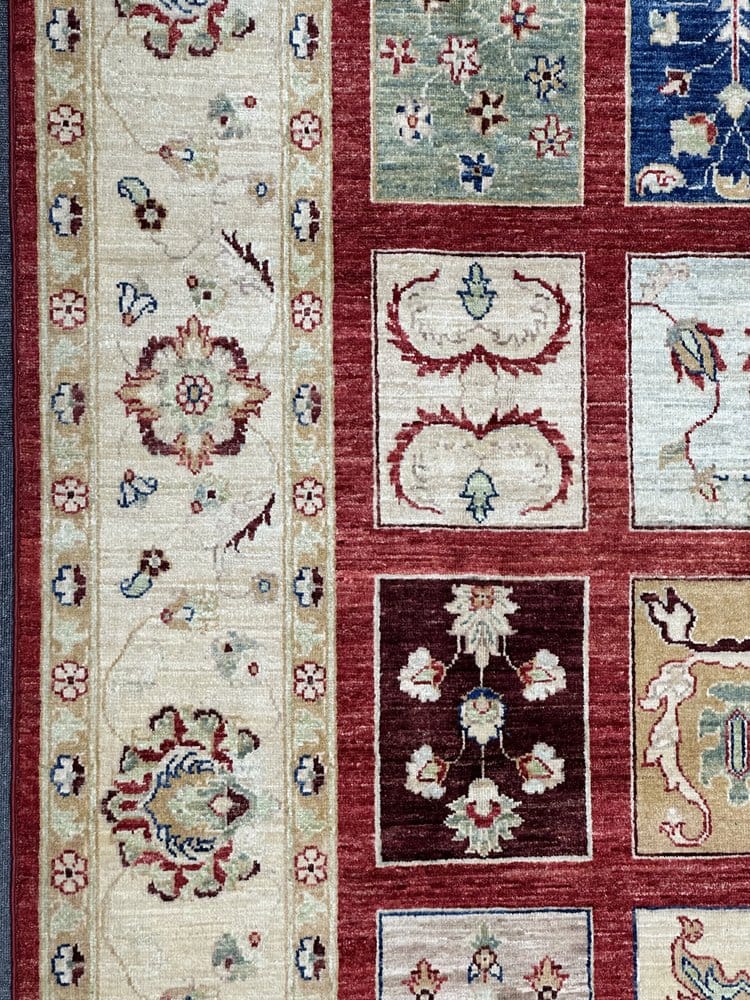 Afghan Chob Rang Garden Design 100% Natural dye Pure wool pile Hand Knotted