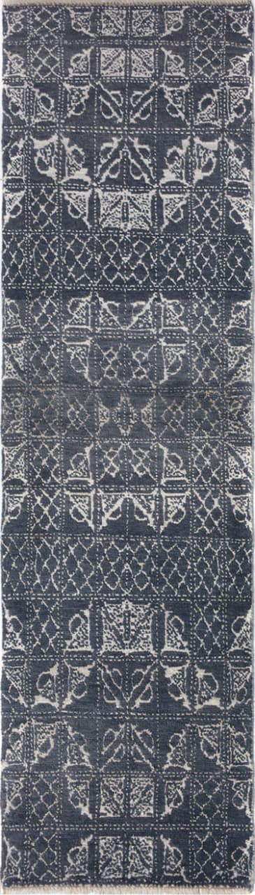 Moroccan Runner Rug pure wool pile hand knotted 274cm x 78cm