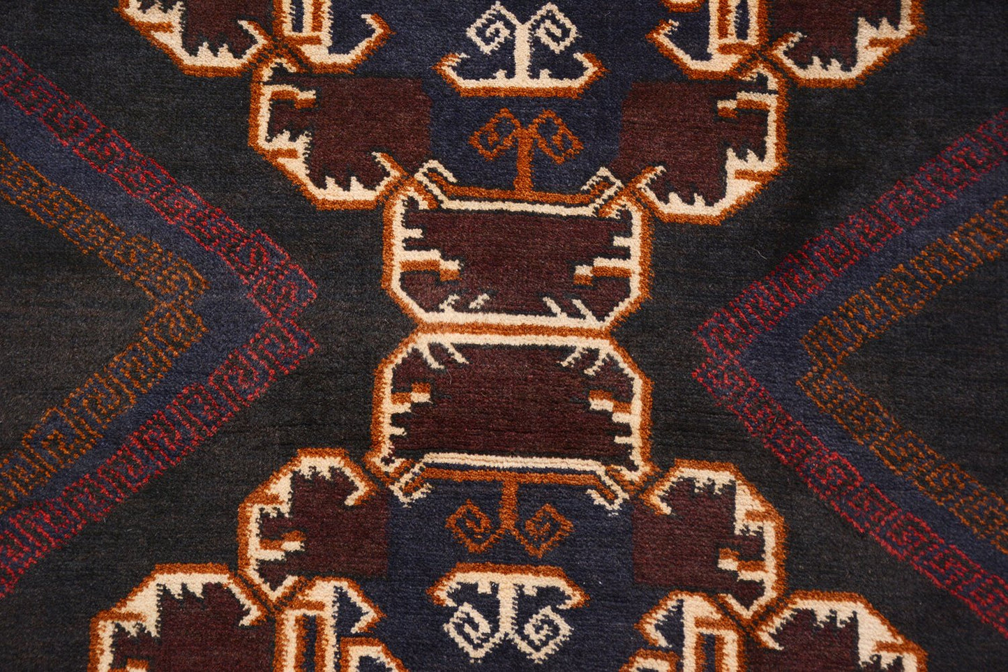 Afghan Baluchi rug pure wool pile hand knotted area rug 208cm x 118cm