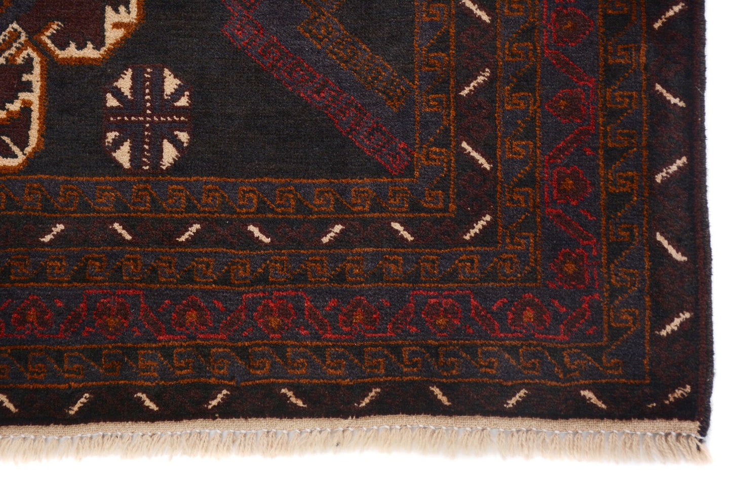 Afghan Baluchi rug pure wool pile hand knotted area rug 208cm x 118cm