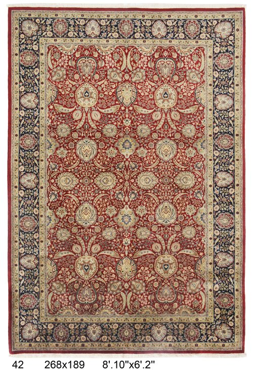 268cm x 198cm Hand Knotted pure wool pile Kashmiri area rug
