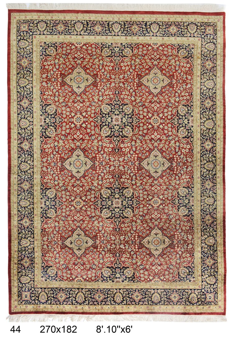 270cm x 182 Hand Knotted pure wool pile area rug Kashmiri