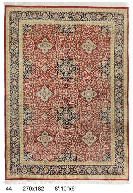 270cm x 182 Hand Knotted pure wool pile area rug Kashmiri