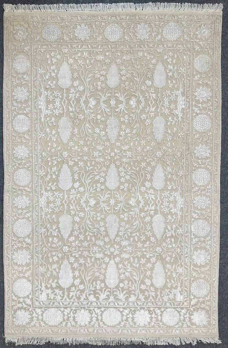 Hand Knotted Silk And wool Indian Rug